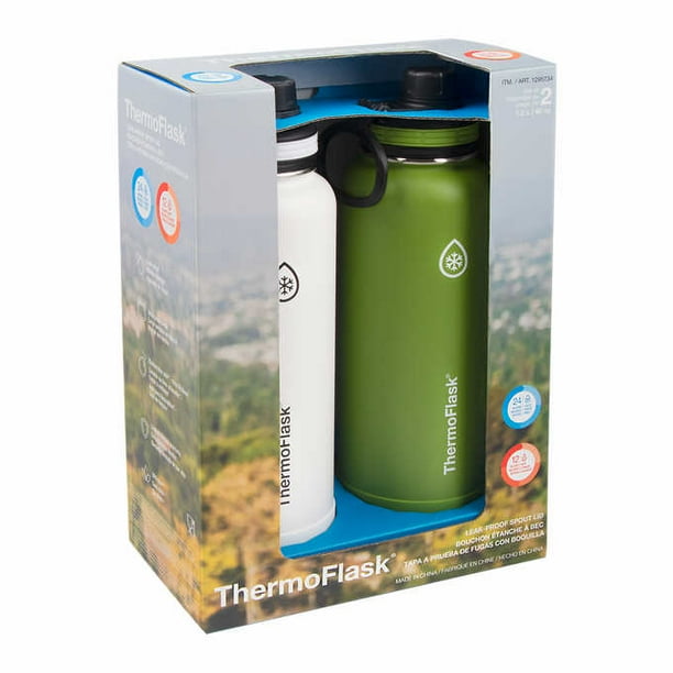 Blue White NEW Thermoflask 40 oz Stainless Steel Water Bottle Green Gray Blue White NEW Thermoflask 40 oz Stainless Steel Water Bottle Green Gray